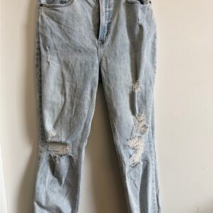 Abercrombie & Fitch Curve Love Light Wash Distressed Women's Jeans size 8